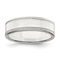 Sterling Silver 6mm Design Edge Band