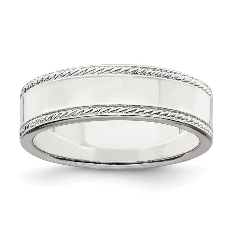 Sterling Silver 6mm Design Edge Band