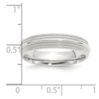 Sterling Silver 5mm Comfort Fit Double Milgrain Size 10.5 Band