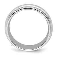 Sterling Silver Rh-plated 7mm Comfort Fit Double Milgrain Size 8 Band