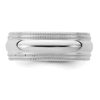 Sterling Silver Rh-plated 7mm Comfort Fit Double Milgrain Size 5 Band