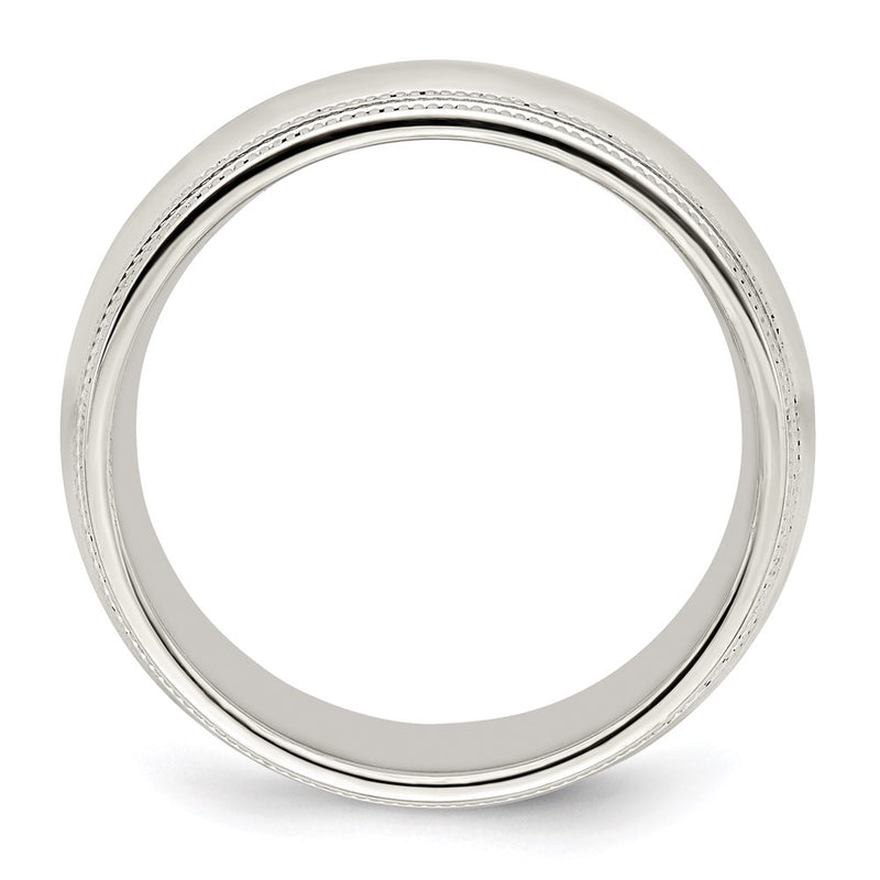 Sterling Silver 8mm Comfort Fit Double Milgrain Size 10.5 Band