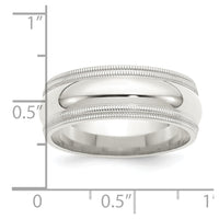 Sterling Silver 8mm Comfort Fit Double Milgrain Size 12.5 Band