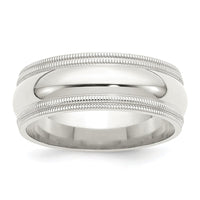 Sterling Silver 8mm Comfort Fit Double Milgrain Size 12.5 Band