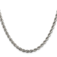 Sterling Silver Rhodium-plated 4.3mm Solid Rope Chain