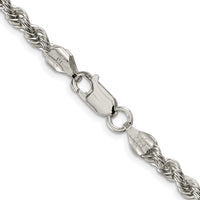 Sterling Silver Rhodium-plated 4.3mm Solid Rope Chain