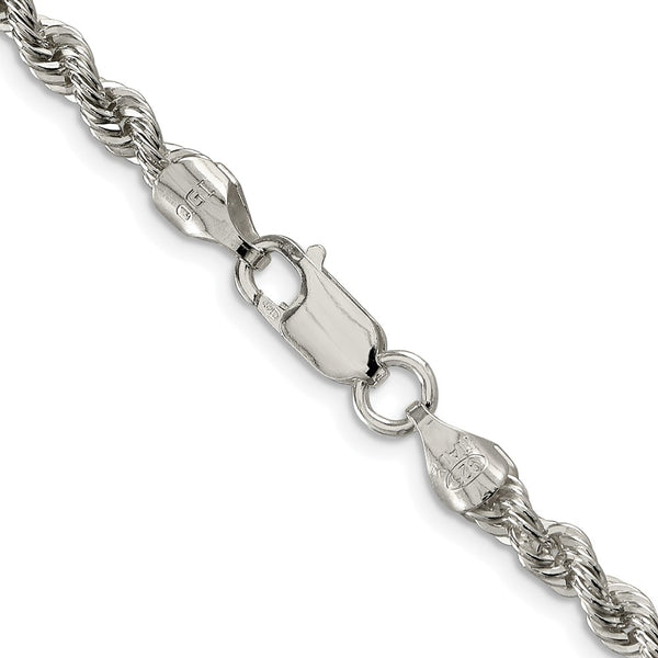 Sterling Silver Rhodium-plated 4.3mm Solid Rope Chain