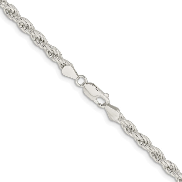 Sterling Silver Rhodium-plated 5mm Solid Rope Chain
