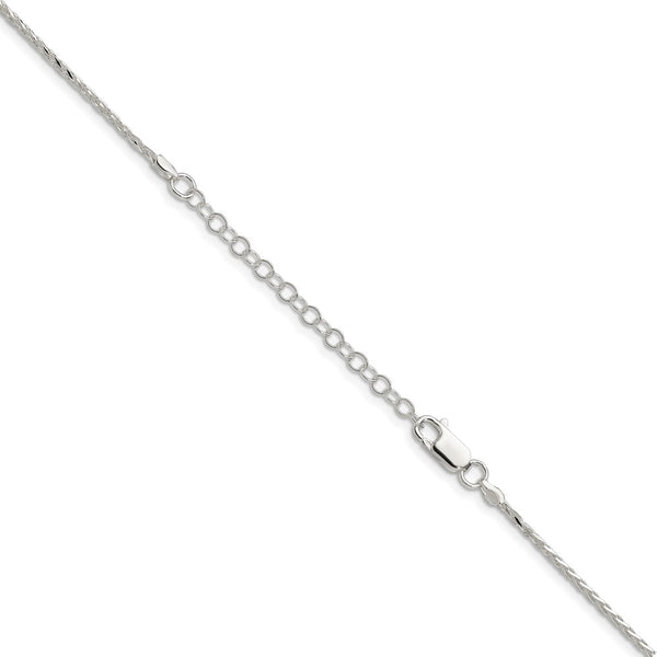 Sterling Silver 1.5mm Diamond-cut Spiga Chain w/2in ext.