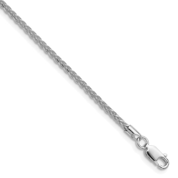 Sterling Silver Rhodium-plated 2.1mm Diamond-cut Square Spiga Chain
