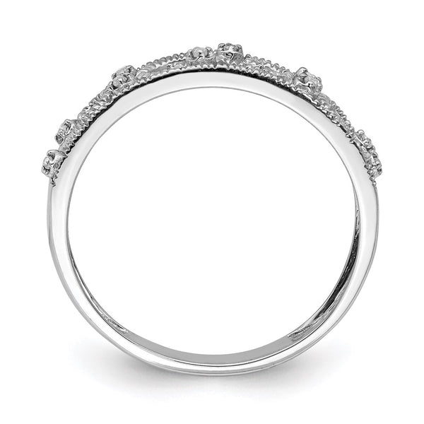 Sterling Silver Rhodium Plated Fancy Diamond Band