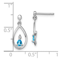 Sterling Silver Rhodium-plated Blue Topaz and Diamond Post Earrings