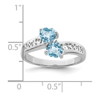 Sterling Silver Rhodium Light Swiss Blue Topaz Heart Ring