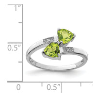 Sterling Silver Rhodium Peridot & Diamond Heart Ring