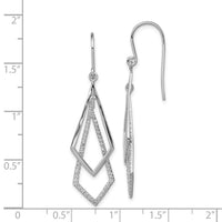 Sterling Silver Rhodium Plated Diamond Dangle Earrings