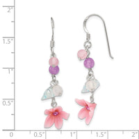 Sterling Silver Amethyst/CZ/Agate and Blue Topaz Flower Earrings