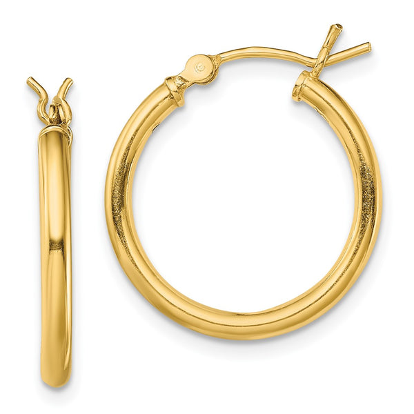 Sterling Silver Gold-Tone Polished 2x20mm Hoop Earrings