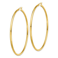 Sterling Silver Gold-Tone Polished 2.5x70mm Hoop Earrings