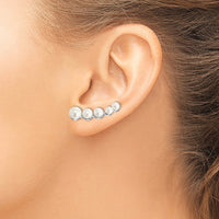 Sterling Silver RH-plated 4-6mm FWC Pearl Post Ear Climber Earrings