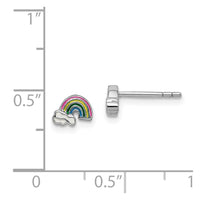 Sterling Silver RH-plated Enameled Rainbow Children's Post Earrings