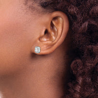 Sterling Silver Rhodium-Plated CZ Post Earrings