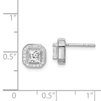 Sterling Silver Rhodium-Plated CZ Post Earrings