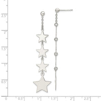 Sterling Silver Polished Mulitple Stars Drop and Dangle Post Earrings
