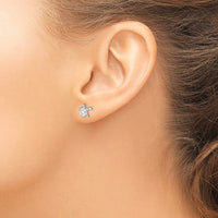 Sterling Silver Rhodium Plated CZ Turtle Post Earrings