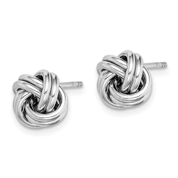Sterling Silver Rhodium-plated Polished Love Knot Post Earrings