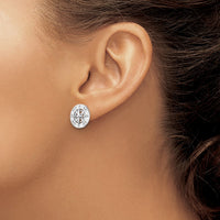 Sterling Silver Rhodium-plated Mini Nautical Compass Post Earrings