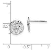 Sterling Silver Rhodium-plated Polished Mini Sand Dollar Post Earrings