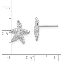 Sterling Silver Rhodium-plated Polished Starfish Post Earrings
