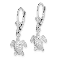 Sterling Silver Rhodium-plated Mini Sea Turtle Leverback Earrings