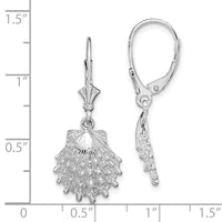 Sterling Silver Polished Lions Paw Shell Leverback Earrings
