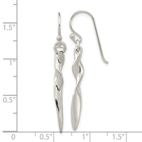 Sterling Silver Polished Twisted Bar Dangle Shephard Hook Earrings