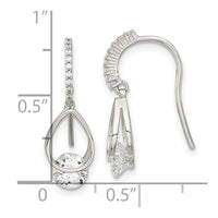 Sterling Silver Rhodium-plated Polished Fancy CZ Dangle Earrings