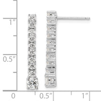Sterling Silver Rhodium-plated Polished CZ Post Dangle Earrings