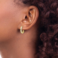 Sterling Silver Polished Gold-tone CZ Hinged Hoop Earrings