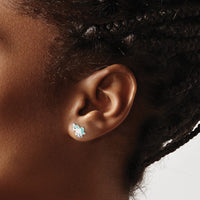 Sterling Silver Rhodium-plated Polished Enameled Unicorn Post Earrings