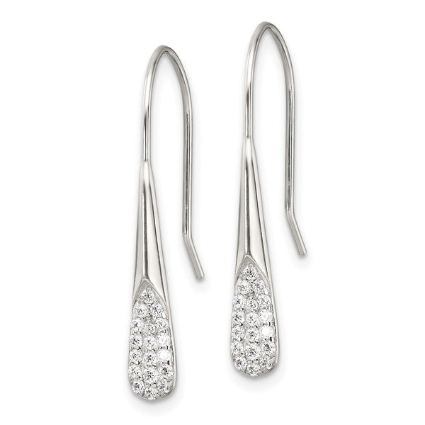Sterling Silver Polished CZ Drop Dangle Earrings