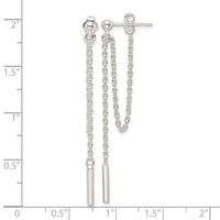 Sterling Silver Polished Bar Chain Dangle Post Earrings