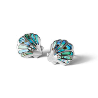 Sterling Silver Rh-plated Polished CZ Dolphin Post Earrings