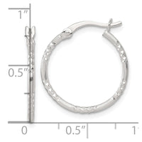 SS Polished D/C Textured 20x1.5mm Round Hoop Earrings