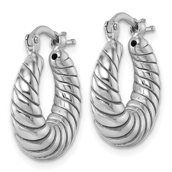 Sterling Silver Rh-plated Polished Twisted Hoop Earrings