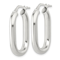Sterling Silver Polished 4mm Oval Hoop Earrings