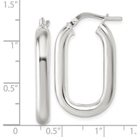 Sterling Silver Polished 4mm Oval Hoop Earrings