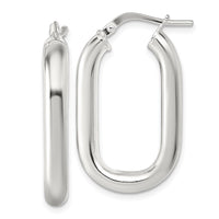Sterling Silver Polished 4mm Oval Hoop Earrings