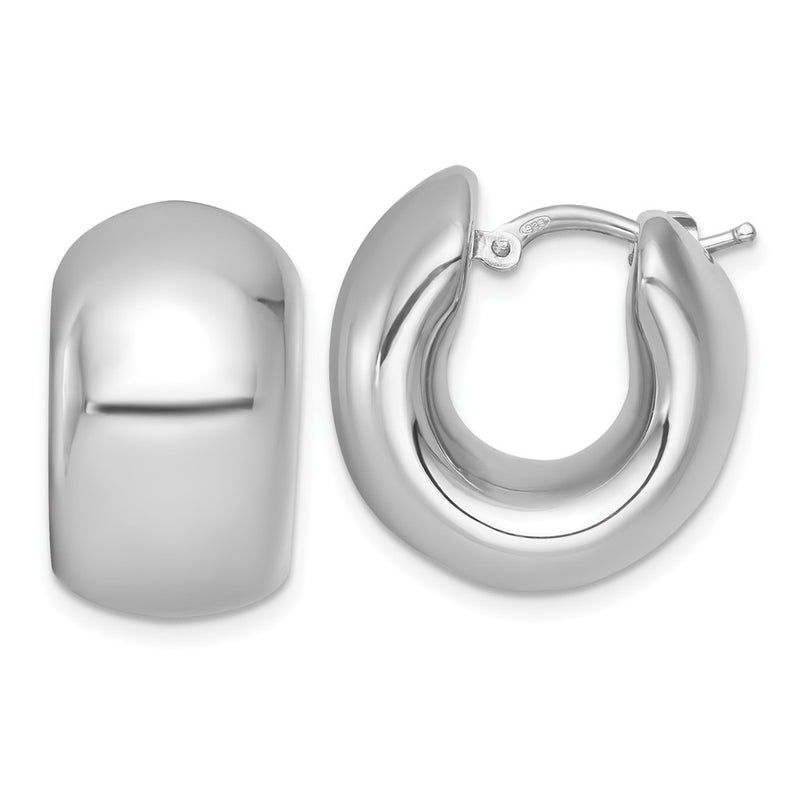 Sterling Silver Polished Rhodium-plated Hoop Earrings