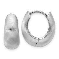 Sterling Silver Rhodium-plated Brushed Hinged Hoop Earrings