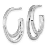 Sterling Silver Rhodium-plated Polished and Satin Post Hoop Earrings